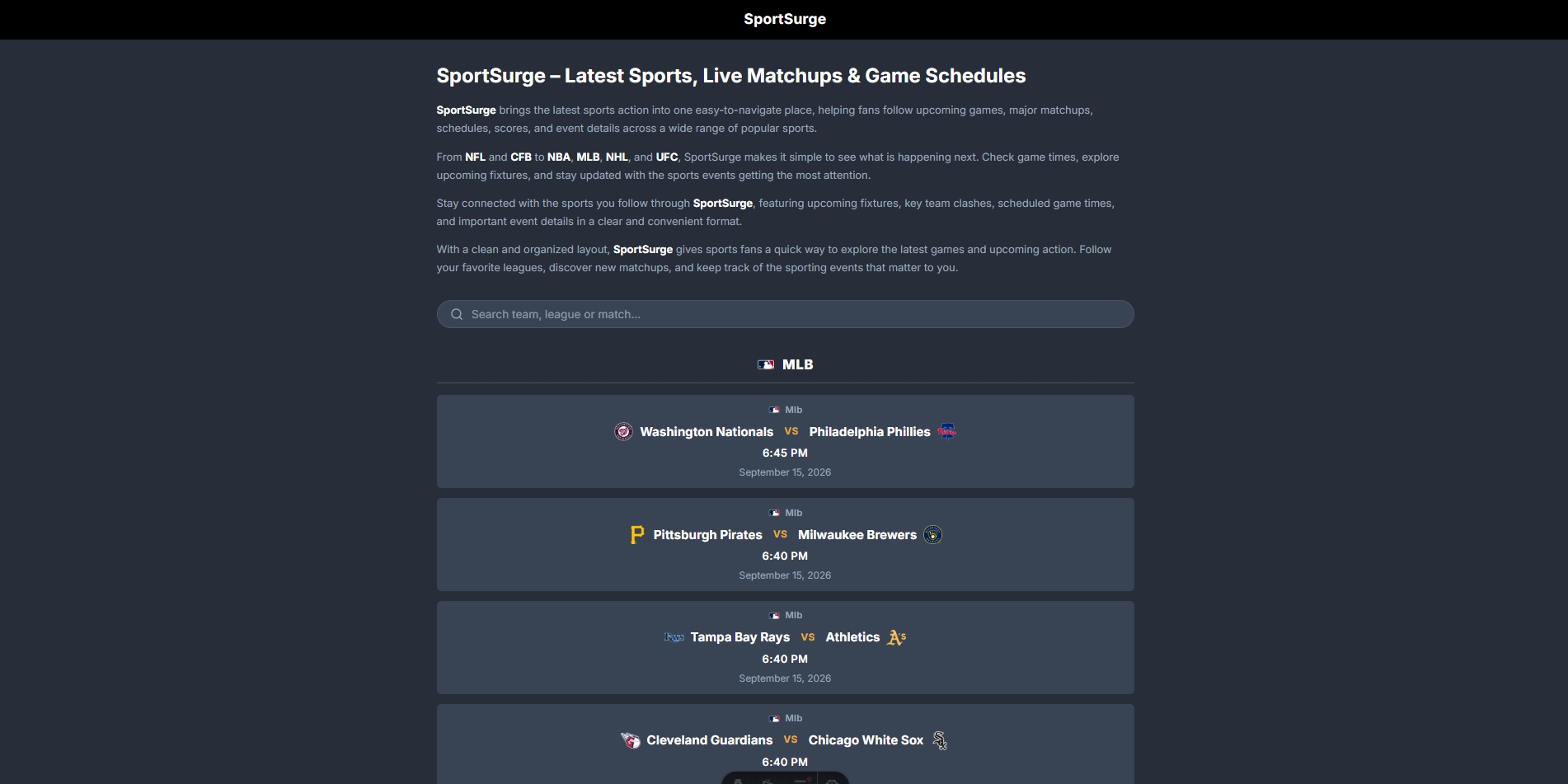 SportSurge sports coverage